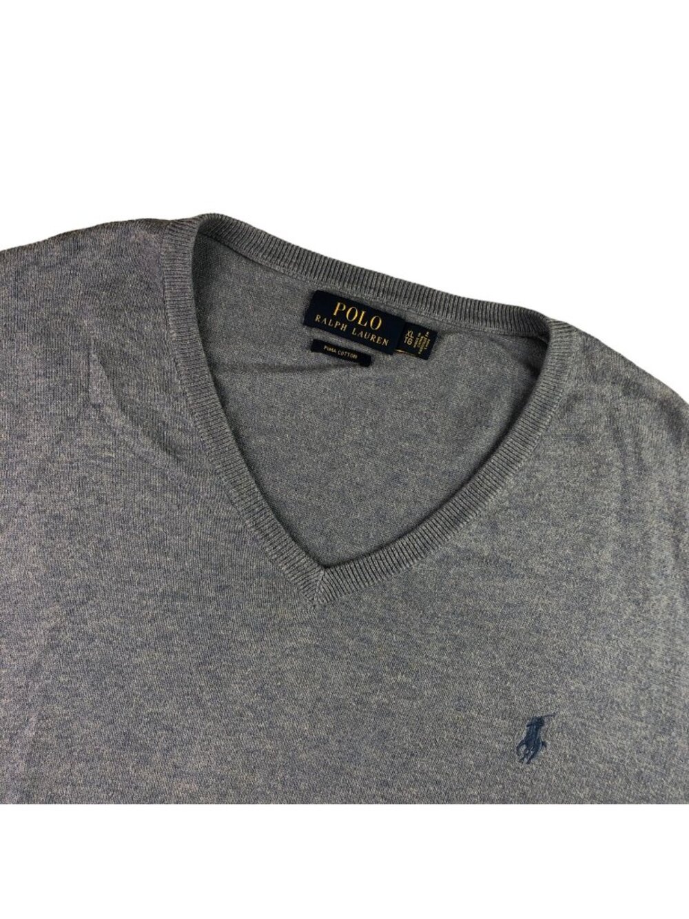 Polo Ralph Lauren Men's 100% Pima Cotton Knit V-Neck Sweater Blue • XL